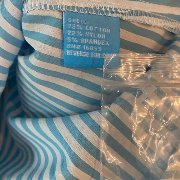 J. McLaughlin NWT Sz XS Light Blue White Stripes Classic Collar Button Shirt - Picture 6 of 7